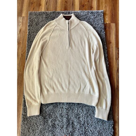 Aeropostale 100% cotton men’s 1/4 zip sweater, XL, cream, preowned - Picture 1 of 11